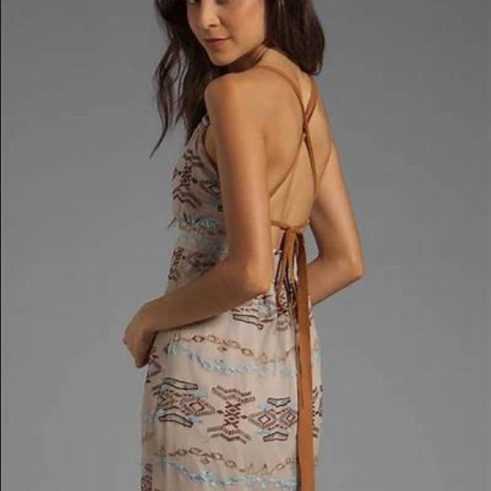 Leather strap halter maxi never worn NWT